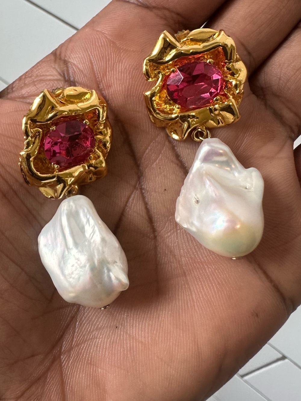 Sterling King Lola Pearl Detail Drop Earrings